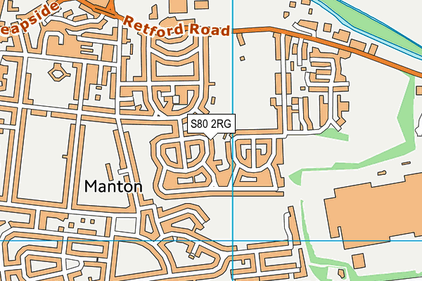 S80 2RG map - OS VectorMap District (Ordnance Survey)
