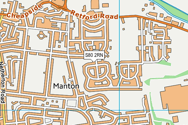 S80 2RN map - OS VectorMap District (Ordnance Survey)