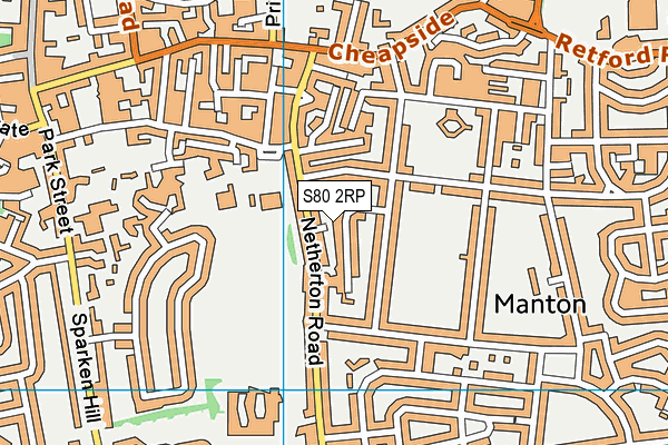 S80 2RP map - OS VectorMap District (Ordnance Survey)