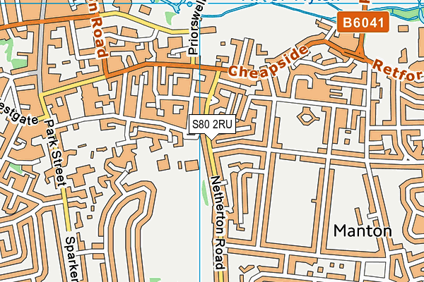 S80 2RU map - OS VectorMap District (Ordnance Survey)