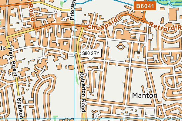 S80 2RY map - OS VectorMap District (Ordnance Survey)
