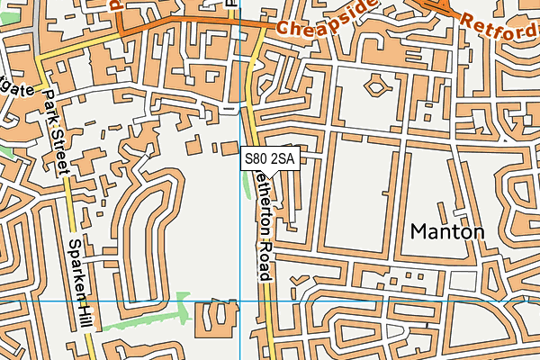 S80 2SA map - OS VectorMap District (Ordnance Survey)