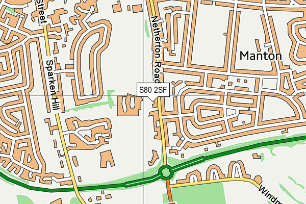 Holy Family Catholic Primary School map (S80 2SF) - OS VectorMap District (Ordnance Survey)