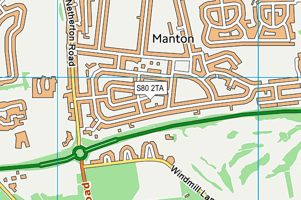 S80 2TA map - OS VectorMap District (Ordnance Survey)