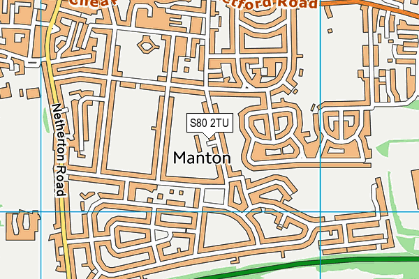Shrewsbury Road Recreation Ground map (S80 2TU) - OS VectorMap District (Ordnance Survey)