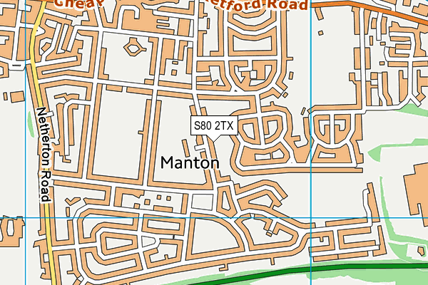 S80 2TX map - OS VectorMap District (Ordnance Survey)