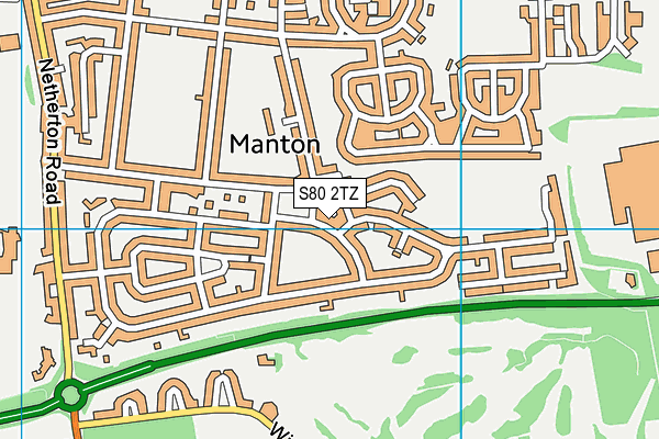S80 2TZ map - OS VectorMap District (Ordnance Survey)