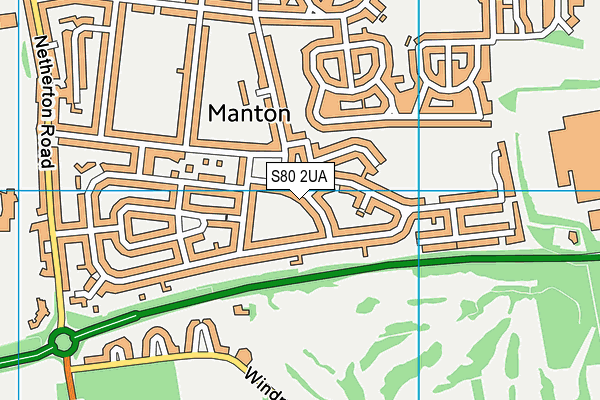 S80 2UA map - OS VectorMap District (Ordnance Survey)