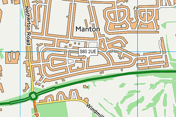 S80 2UE map - OS VectorMap District (Ordnance Survey)