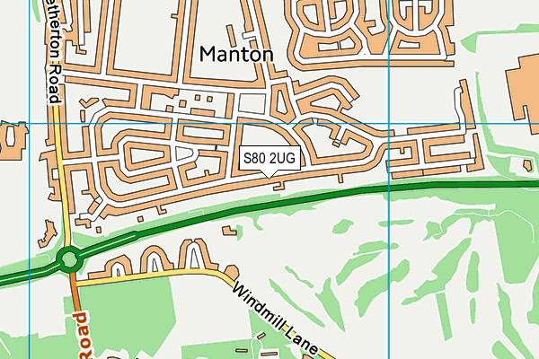S80 2UG map - OS VectorMap District (Ordnance Survey)