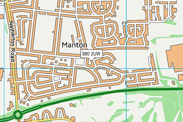 S80 2UW map - OS VectorMap District (Ordnance Survey)