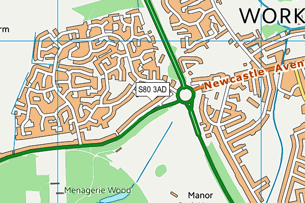 S80 3AD map - OS VectorMap District (Ordnance Survey)