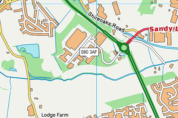 S80 3AF map - OS VectorMap District (Ordnance Survey)