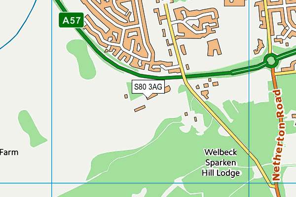 S80 3AG map - OS VectorMap District (Ordnance Survey)
