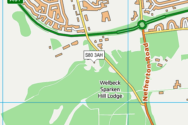 S80 3AH map - OS VectorMap District (Ordnance Survey)