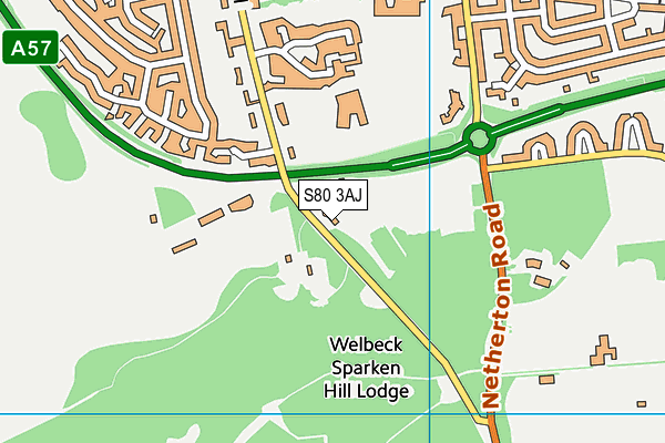 S80 3AJ map - OS VectorMap District (Ordnance Survey)