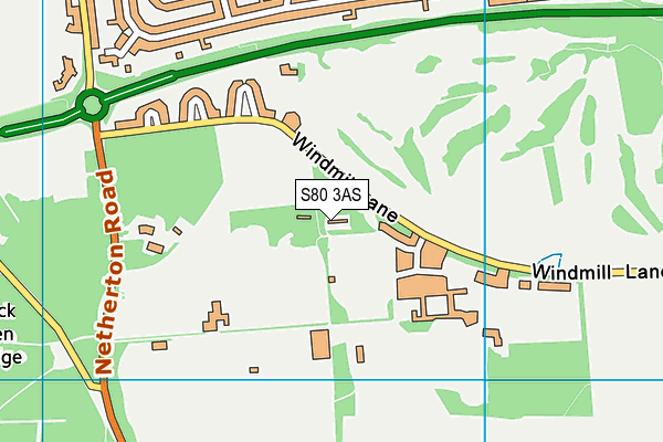 S80 3AS map - OS VectorMap District (Ordnance Survey)