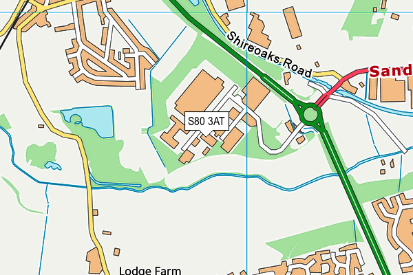 S80 3AT map - OS VectorMap District (Ordnance Survey)