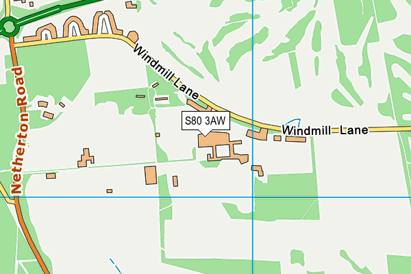 S80 3AW map - OS VectorMap District (Ordnance Survey)