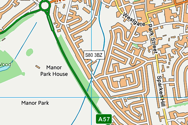 S80 3BZ map - OS VectorMap District (Ordnance Survey)