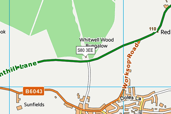 S80 3EE map - OS VectorMap District (Ordnance Survey)