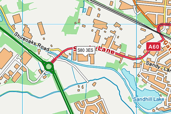 S80 3ES map - OS VectorMap District (Ordnance Survey)