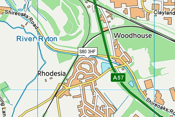 S80 3HF map - OS VectorMap District (Ordnance Survey)