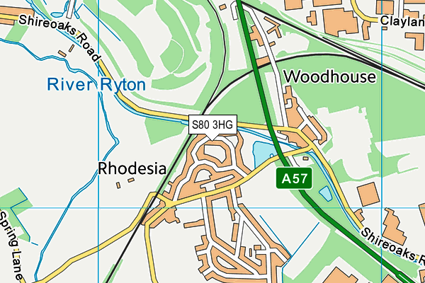 S80 3HG map - OS VectorMap District (Ordnance Survey)