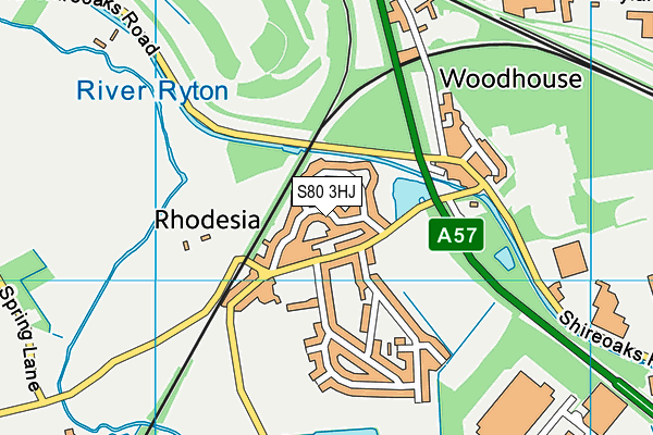 S80 3HJ map - OS VectorMap District (Ordnance Survey)