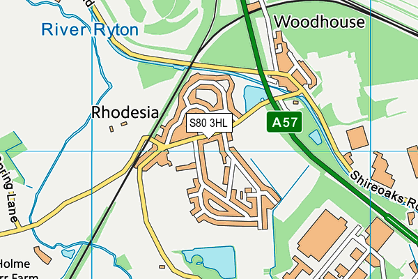 S80 3HL map - OS VectorMap District (Ordnance Survey)