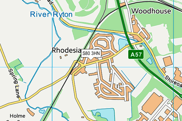 S80 3HN map - OS VectorMap District (Ordnance Survey)