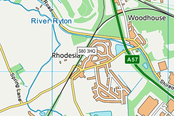 S80 3HQ map - OS VectorMap District (Ordnance Survey)