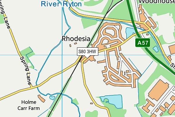 S80 3HW map - OS VectorMap District (Ordnance Survey)