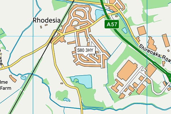 S80 3HY map - OS VectorMap District (Ordnance Survey)