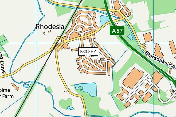 S80 3HZ map - OS VectorMap District (Ordnance Survey)