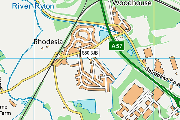 S80 3JB map - OS VectorMap District (Ordnance Survey)