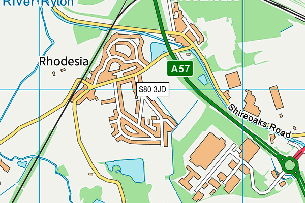 S80 3JD map - OS VectorMap District (Ordnance Survey)
