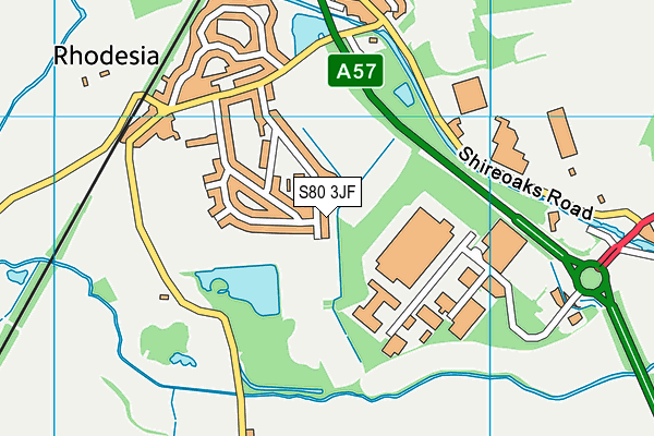 S80 3JF map - OS VectorMap District (Ordnance Survey)