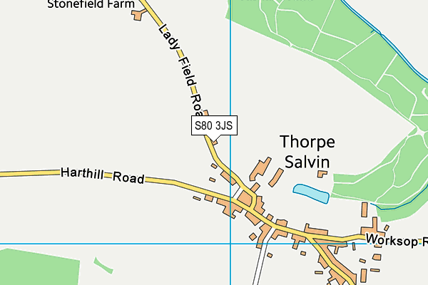 S80 3JS map - OS VectorMap District (Ordnance Survey)