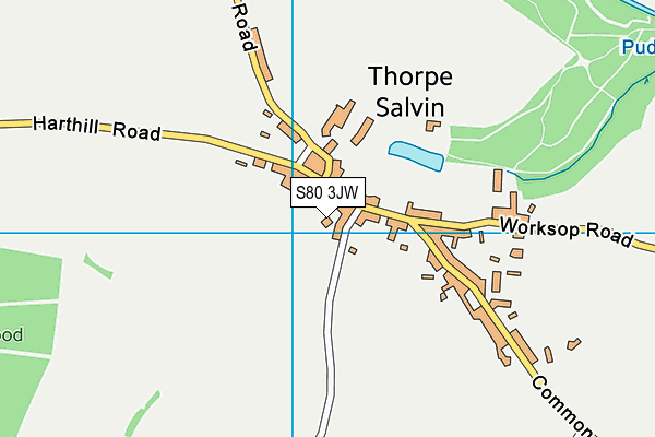 S80 3JW map - OS VectorMap District (Ordnance Survey)