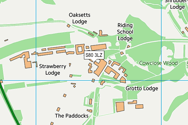 S80 3LZ map - OS VectorMap District (Ordnance Survey)