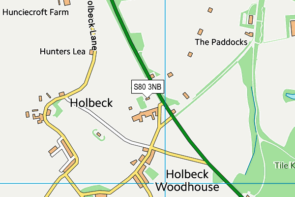 Welbeck Tennis Club map (S80 3NB) - OS VectorMap District (Ordnance Survey)