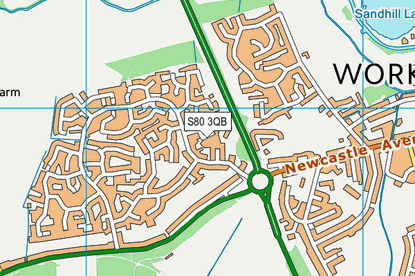 S80 3QB map - OS VectorMap District (Ordnance Survey)