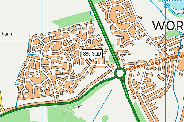 S80 3QD map - OS VectorMap District (Ordnance Survey)