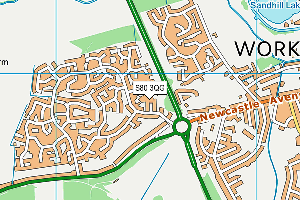 S80 3QG map - OS VectorMap District (Ordnance Survey)