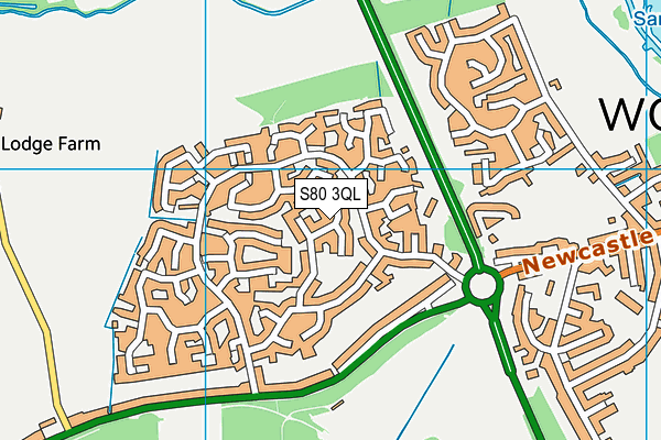 S80 3QL map - OS VectorMap District (Ordnance Survey)