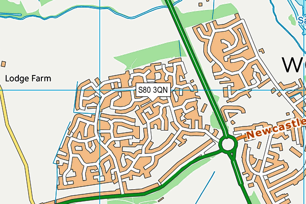 S80 3QN map - OS VectorMap District (Ordnance Survey)