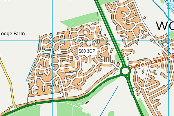 S80 3QP map - OS VectorMap District (Ordnance Survey)