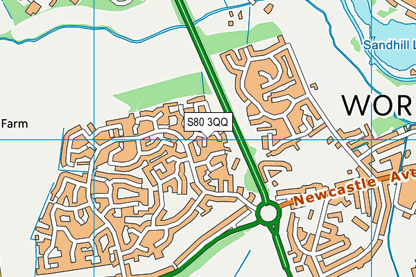 S80 3QQ map - OS VectorMap District (Ordnance Survey)