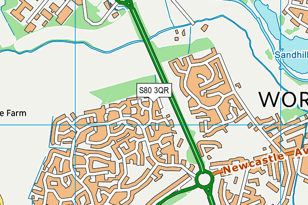 S80 3QR map - OS VectorMap District (Ordnance Survey)